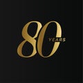 Anniversary company logo, 80 years, eighty gold number, wedding anniversary, memorial date symbol set, golden year