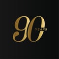 Anniversary company logo, 90 years, ninety gold number, wedding anniversary, memorial date symbol set, golden year