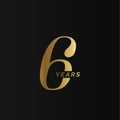 Anniversary company logo, 6 years, six gold number, wedding anniversary, memorial date symbol set, golden year