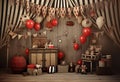 Anniversary custom-made circus theme, backdrop, composit image only