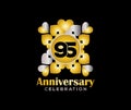 95 Years Anniversary Day. Company Or Wedding Used Card Or Banner Logo. Gold Or Silver Color Mixed Design Royalty Free Stock Photo