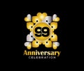 99 Years Anniversary Day. Company Or Wedding Used Card Or Banner Logo. Gold Or Silver Color Mixed Design Royalty Free Stock Photo