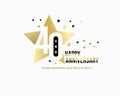 40 anniversary starry emblem. Celebration label. Vector illustration