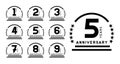 Anniversary emblems set. Years icons. Vector design template.