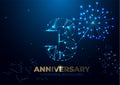 Anniversary 3. Geometric polygonal Anniversary greeting banner. Vector fireworks background. Low polygon