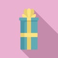 Anniversary gift box icon flat vector. Card box present Royalty Free Stock Photo