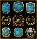 Anniversary gold and blue labels collection, 100 years