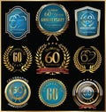 Anniversary gold and blue labels collection, 60 years