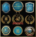 Anniversary gold and blue labels collection, 40 years