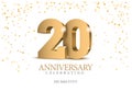 Anniversary 20. gold 3d numbers. Royalty Free Stock Photo