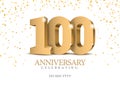 Anniversary 100. gold 3d numbers. Royalty Free Stock Photo