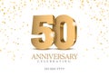 Anniversary 50. gold 3d numbers. Royalty Free Stock Photo