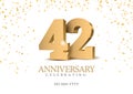 Anniversary 42. gold 3d numbers.