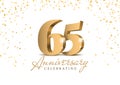 Anniversary 65. gold 3d numbers.