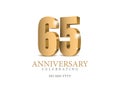 Anniversary 65. gold 3d numbers.