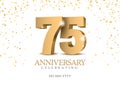 Anniversary 75. gold 3d numbers.