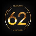 62th anniversary golden bright Royalty Free Stock Photo