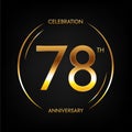 78th anniversary golden bright Royalty Free Stock Photo