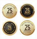 Anniversary golden label collection, 25 years Royalty Free Stock Photo