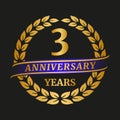 Anniversary golden laurel wreath on black background Royalty Free Stock Photo