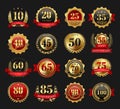 Anniversary golden signs set Royalty Free Stock Photo