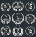 Anniversary laurel wreath collection, 15 years Royalty Free Stock Photo