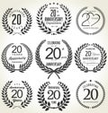 Anniversary laurel wreath design, 20 years Royalty Free Stock Photo