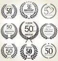 Anniversary laurel wreath design, 50 years Royalty Free Stock Photo