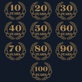 10-100 anniversary laurel wreath icon. Royalty Free Stock Photo
