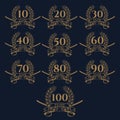 10-100 anniversary laurel wreath icon. Royalty Free Stock Photo