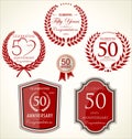 Anniversary laurel wreath and shields Royalty Free Stock Photo