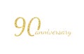 90 anniversary logo concept. 90th years birthday icon. Isolated golden numbers on black background. Vector illustration