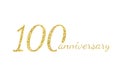 100 anniversary logo concept. 100th years birthday icon. Isolated golden numbers on white background. Vector Royalty Free Stock Photo