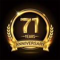 Anniversary Logo Gold Color with Golden Ribbon And Wreath Royalty Free Stock Photo
