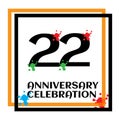22 anniversary logo vector template. Design for banner, greeting cards or print Royalty Free Stock Photo