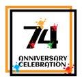 74 anniversary logo vector template. Design for banner, greeting cards or print Royalty Free Stock Photo