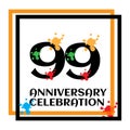99 anniversary logo vector template. Design for banner, greeting cards or print Royalty Free Stock Photo