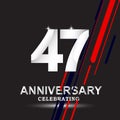 47 anniversary logo vector template. Design for banner, greeting cards or print