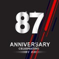 87 anniversary logo vector template. Design for banner, greeting cards or print