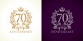 70 anniversary luxury logo. Royalty Free Stock Photo