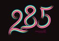 285 number design vector, graphic t shirt, 285 years anniversary celebration logotype colorful line, 285th birthday logo, Banner