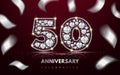 Anniversary numeral fifty 50 made of diamonds vector