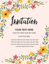 Anniversary Party Invitation Card Template. Colorful Floral Vector Design Royalty Free Stock Photo