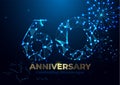 Anniversary 60. polygonal Anniversary greeting banner. Celebrating 60th anniversary event party. Vector fireworks. Low polygon