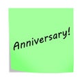 Anniversary post note reminder 3d illustration on white with clipping path Royalty Free Stock Photo