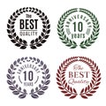 Anniversary and premium quality laurel wreath vector set Royalty Free Stock Photo