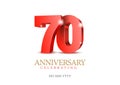 Anniversary 70. red 3d numbers. Poster template for Celebrating