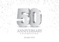 Anniversary 50. silver 3d numbers. Royalty Free Stock Photo