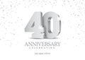 Anniversary 40. silver 3d numbers. Royalty Free Stock Photo
