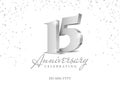 Anniversary 15. silver 3d numbers. Royalty Free Stock Photo